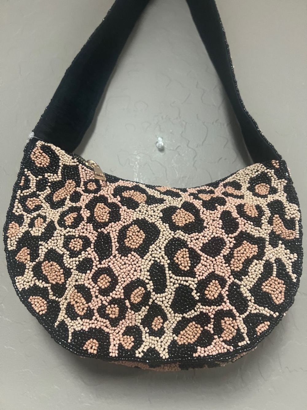 On 34th Beaded Half Moon Leopard Shoulder Bag, - Picture 5 of 7
